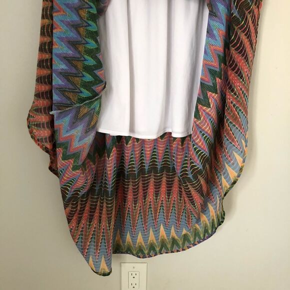 Mix Nouveau Multi Color Chevron Column Print Elastic Waist Maxi Skirt Size Small - Picture 9 of 9